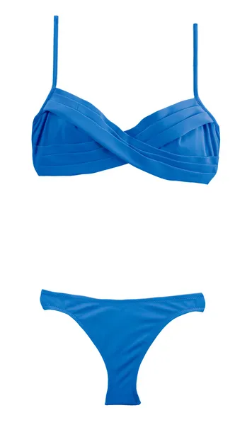 Gekruist franje blauwe bikini — Stockfoto