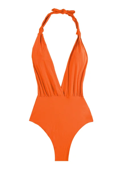 Pomarańczowy kobiece kostium kąpielowy — Zdjęcie stockowe