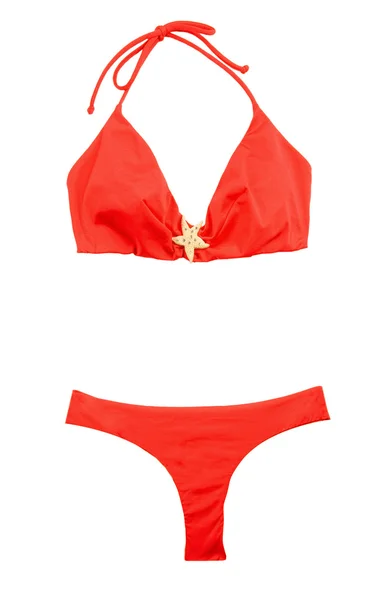Strass bikini halter rosso stelle marine — Foto Stock