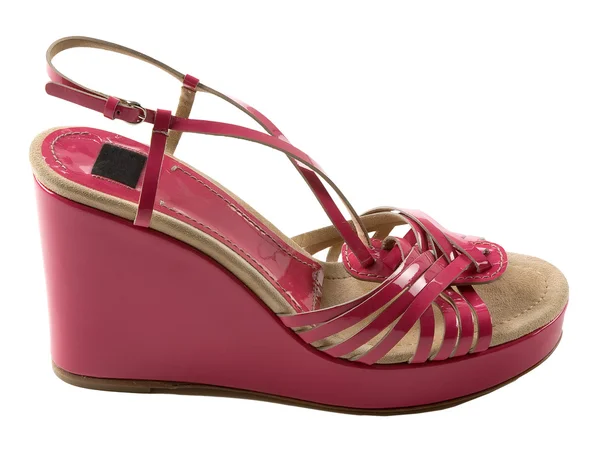 Wedge pink patent leather sandal — Stock Photo, Image