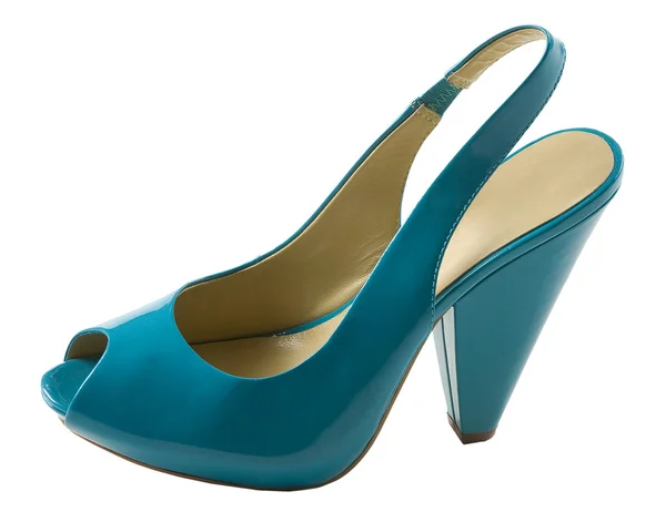 Turquoise patent leather peep toe — Stock Photo, Image