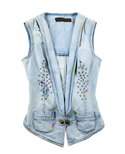 Worn denim vest — Stock Photo, Image