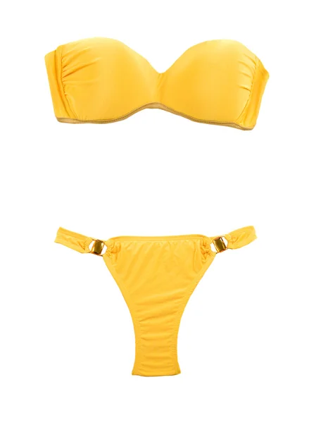 Bikini bandeau amarillo con dos gemas grandes Imagen de archivo