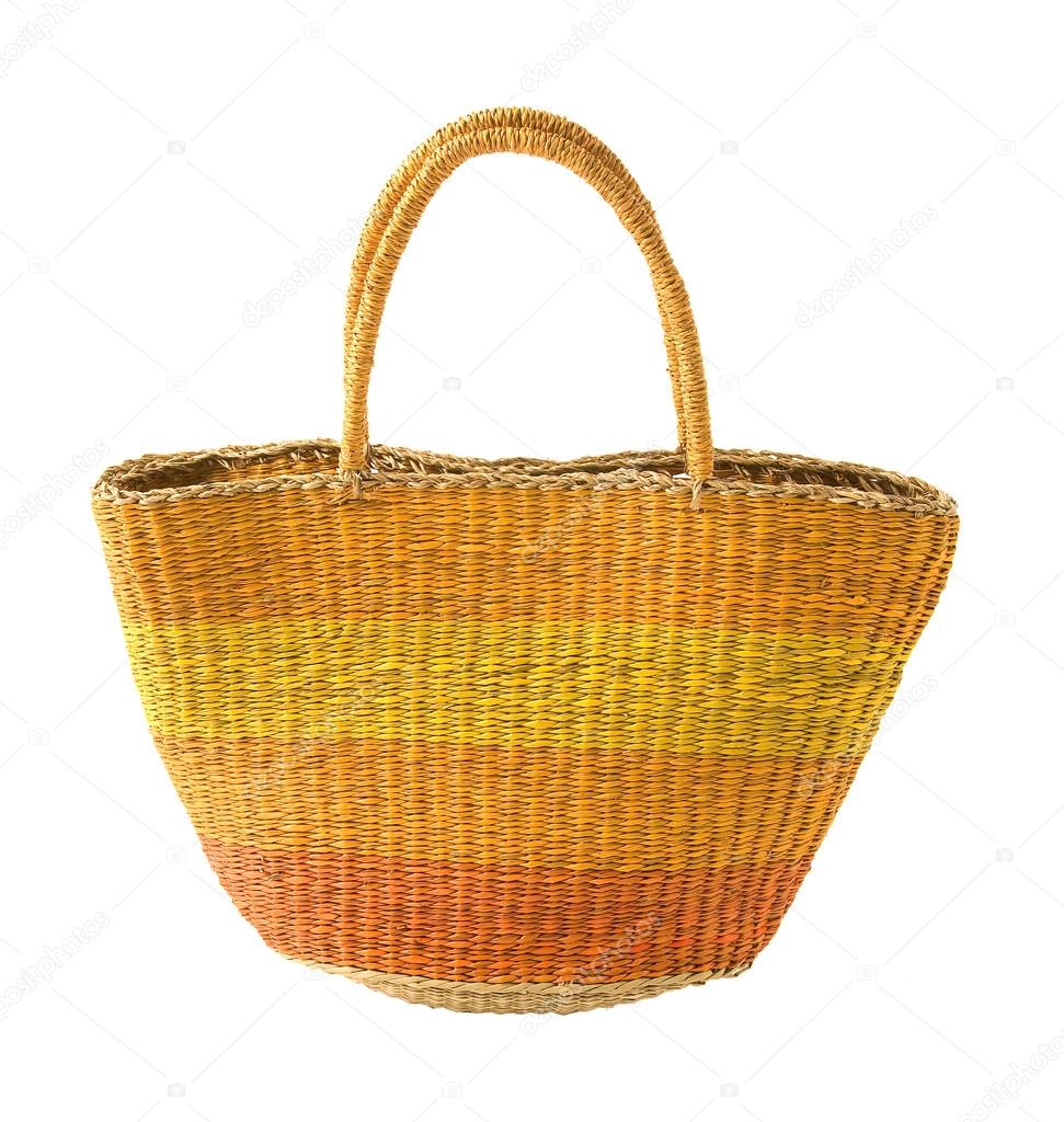 Striped yellow orange basket tote