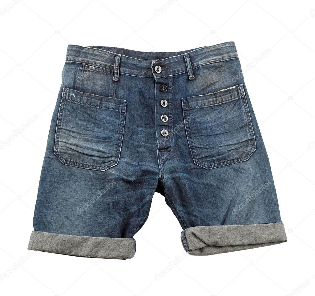Denim shorts with hem