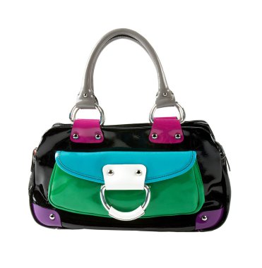 Color block patent leather handbag clipart