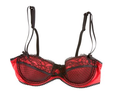Red satin bra with black lace clipart