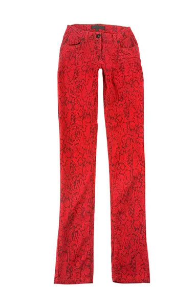 Jeans mit rotem Schlangenprint — Stockfoto