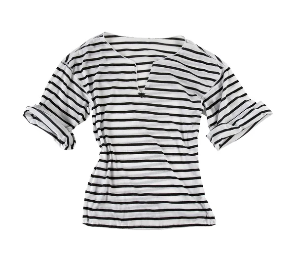 검은 가로 줄무늬가 있는 흰색 t-셔츠 — 스톡 사진