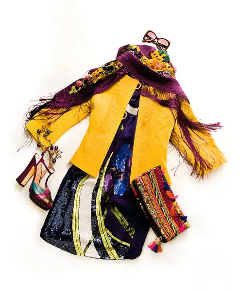Lantejoulas vestido de moda composição — Fotografia de Stock