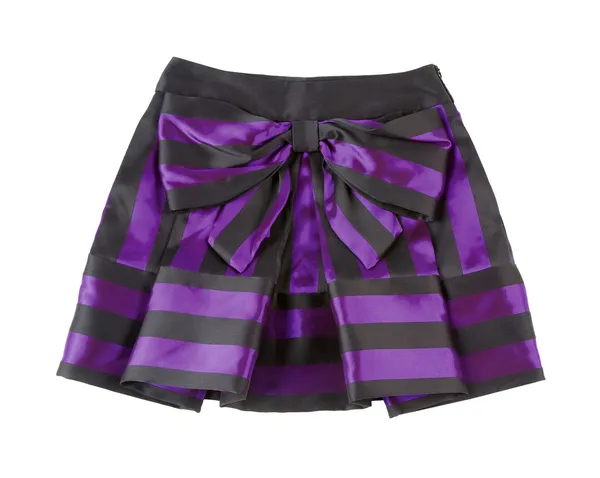 Satin striped pleated purple mini skirt — Stock Photo, Image