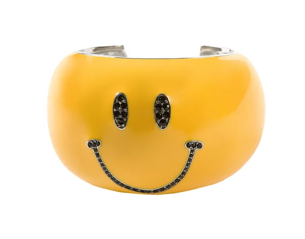 Schwarzes strass gelbes Smiley-Armband — Stockfoto