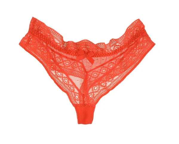 Red lace panty with a bow — Stock Photo, Image