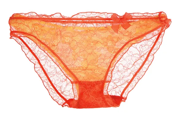 Red lace panty with bow — Stock Photo, Image