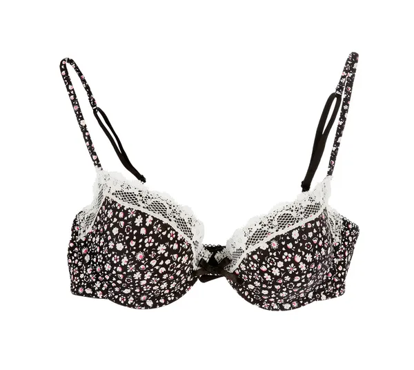 Dentelle blanche petites fleurs soutien-gorge noir — Photo