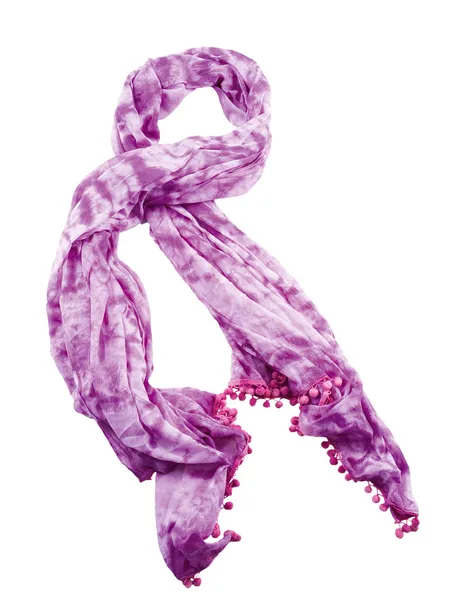 Purple tie dye neckerchief with pom poms — Stock Photo, Image