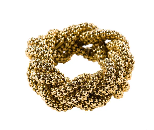 Gyllene pärlor flätad kedjor armring — Stockfoto