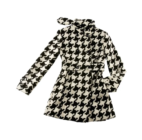 Black and white houndstooth check woolen cute coat — Stock Photo, Image