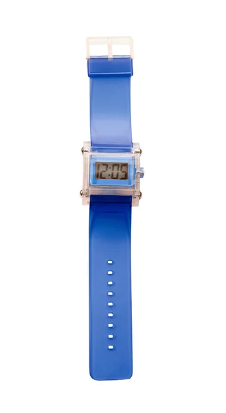 Modrý jednoduchý průsvitné silikonové hodinky — Stock fotografie