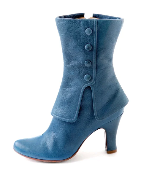 Glamourous blue leather high heel boot — Stock Photo, Image