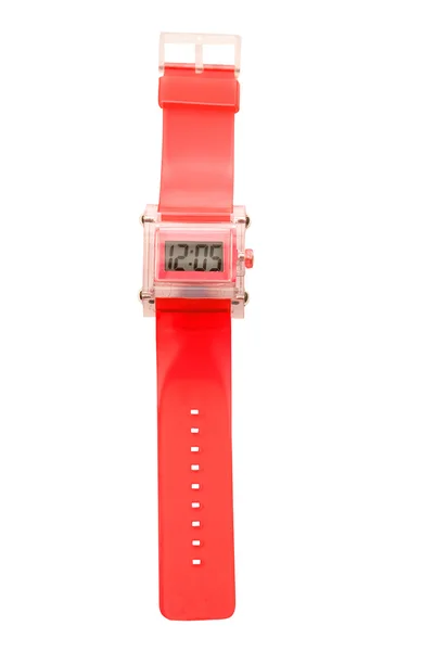 赤のシンプルな半透明のシリコーンの腕時計 ロイヤリティフリーのストック写真
