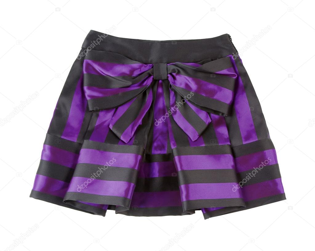 Satin striped pleated purple mini skirt