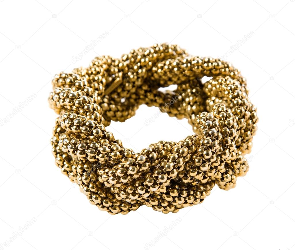 Golden beads braided chains bangle