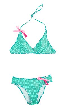 çapraz-lekeli yeşil bikini pembe dantel ile açık