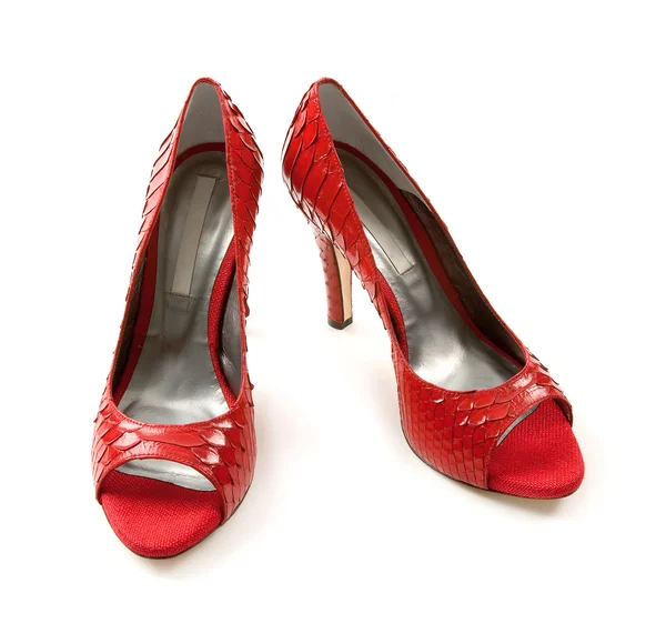 Python escamas peep toe rojo stilettos — Foto de Stock