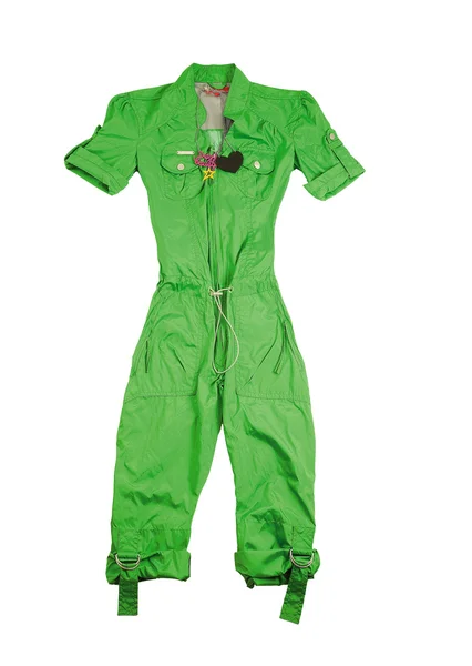 绿色 jumpersuit 造型时尚组成 — 图库照片