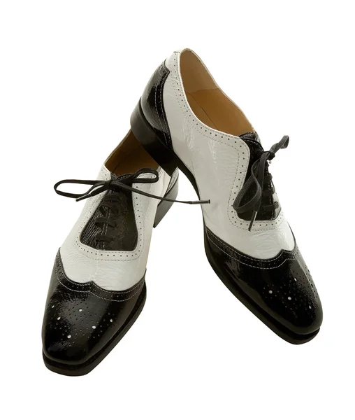 Oxford brogue black and white female shoes — Stock Photo, Image