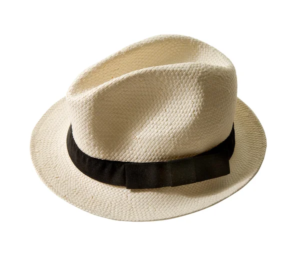 Pletený klobouk fedora s černým proužkem — Stock fotografie