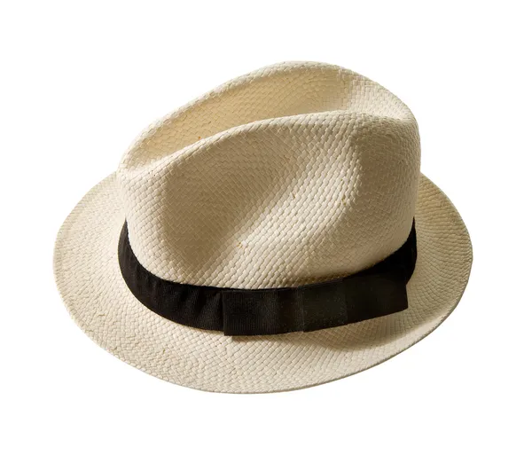 Cappello Raffia fedora con fascia nera — Foto Stock