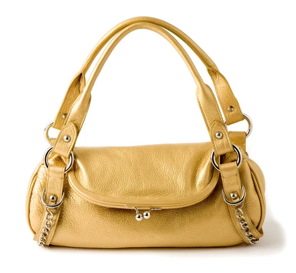 Elegant golden leather chained handbag Stock Picture