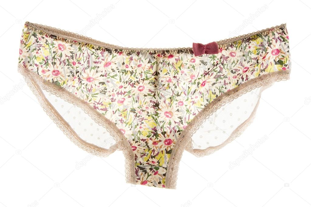 Pink bow flowery white lacework cute panties — Stock Photo © Lalouetto