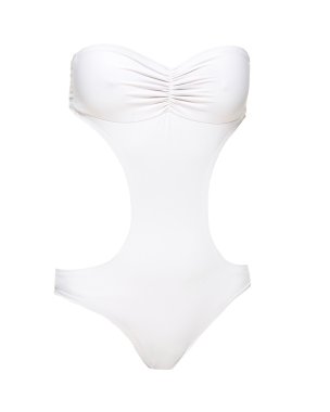 Beyaz CE tek parça bandeau tatlım mayo
