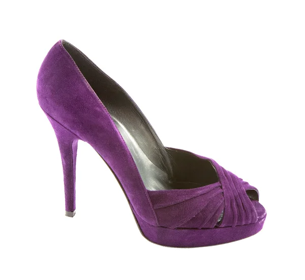 Purple suede peep toe stiletto — Stock Photo, Image