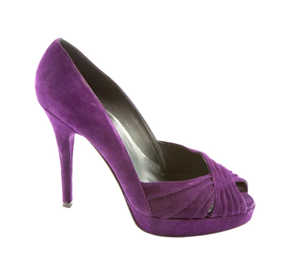 Viola pelle scamosciata peep toe stiletto — Foto Stock