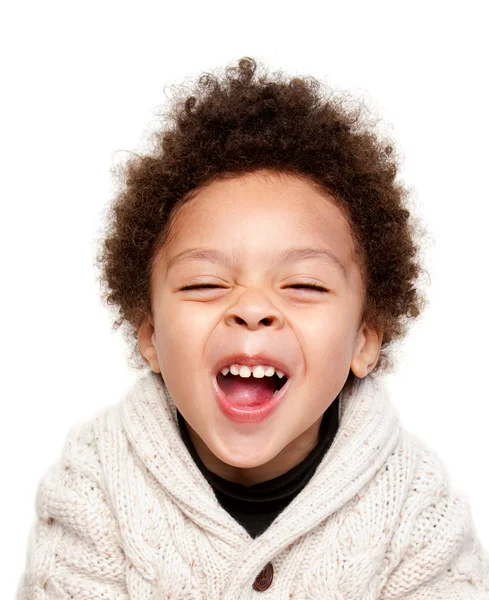 Riéndose afro peinado niño — Foto de Stock