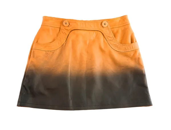 Tie dye orange leather mini skirt — Stock Photo, Image