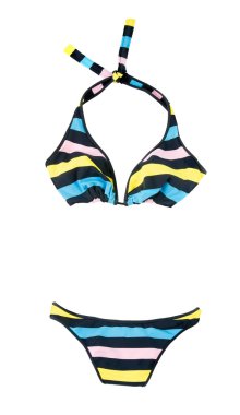 Halter pastel colors striped bikini