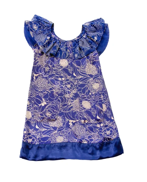 Porcelana como patrón floral drapeado escote vestido azul Imagen de stock