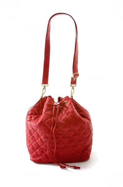 Red leather padded purse Stock Image