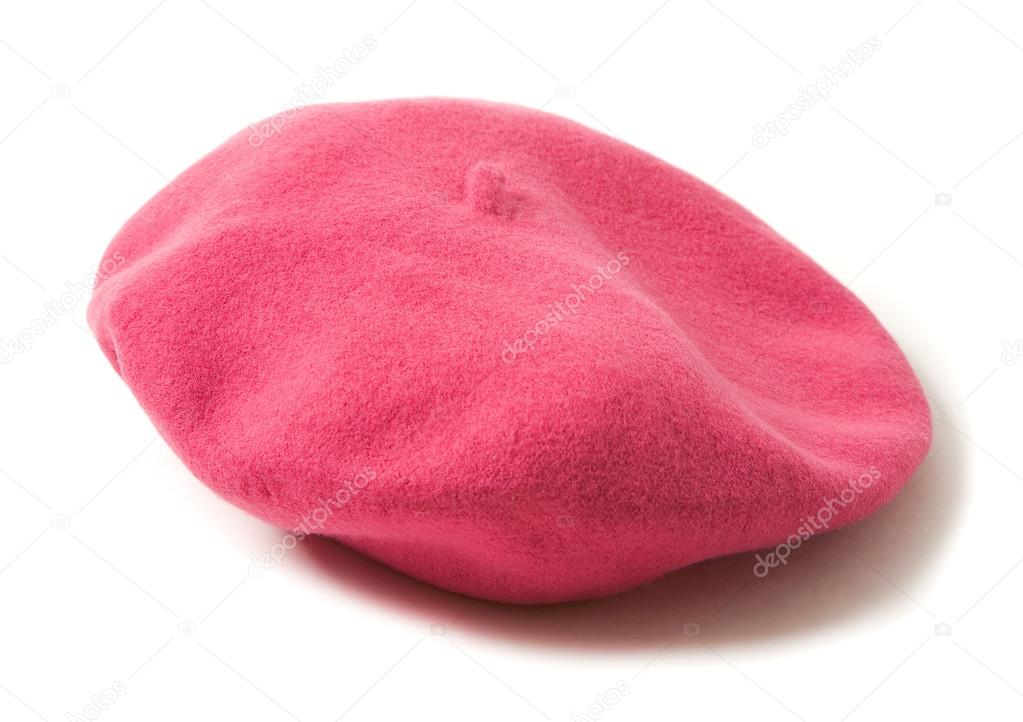 Pink felt female beret hat