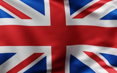 Birleşik Krallık bayrağına yakın durun. Union Jack 'in 3D canlandırması