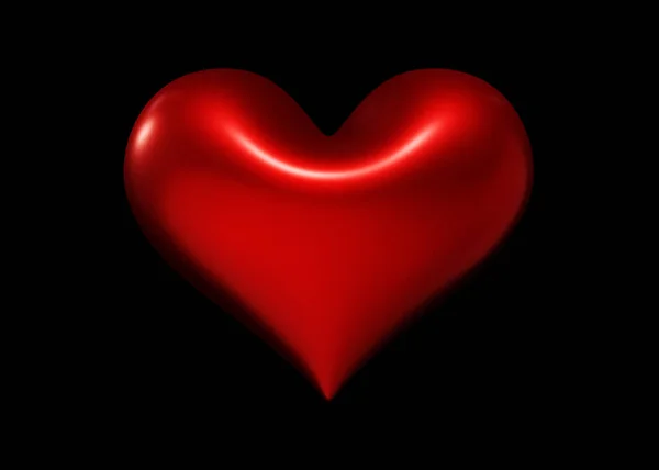 Красное Блестящее Сердце Зависающее Над Черным Фоном Середине Изображения Рендеринг — стоковое фото