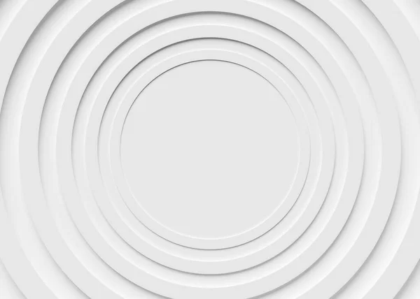 Beyaz soyut geometrik arka plan. Ortadaki kopyalama alanını çevreleyen halkalar. 3d oluşturma