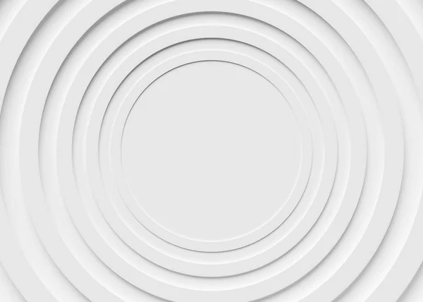Белый Абстрактный Геометрический Фон Кольца Окружающие Пространство Копирования Середине Рендеринг Стоковое Фото