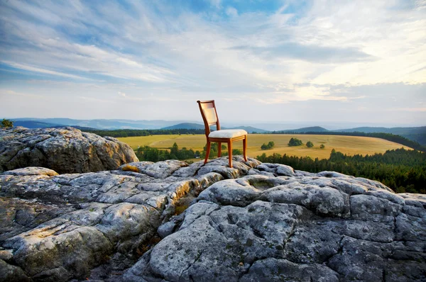 Chair on top of a mountain — Stock Photo, Image