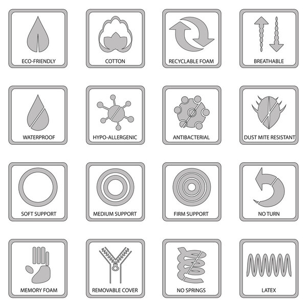 Set of 16 mattress icons